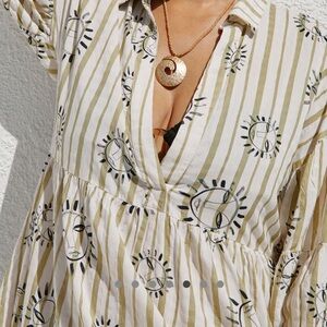 Anthropologie Loulou Avenue Carolita Striped Sun Face Print Blouse